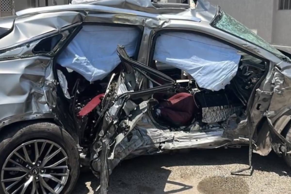 سيارة الضحايا بعد الحادث